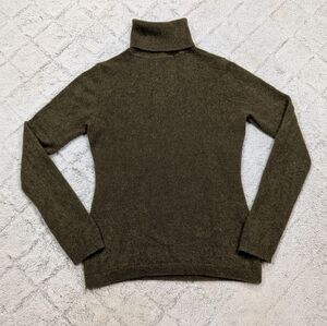 Garnet Hill Sweater Womens S Green Nori Essential Cashmere Turtleneck Casual